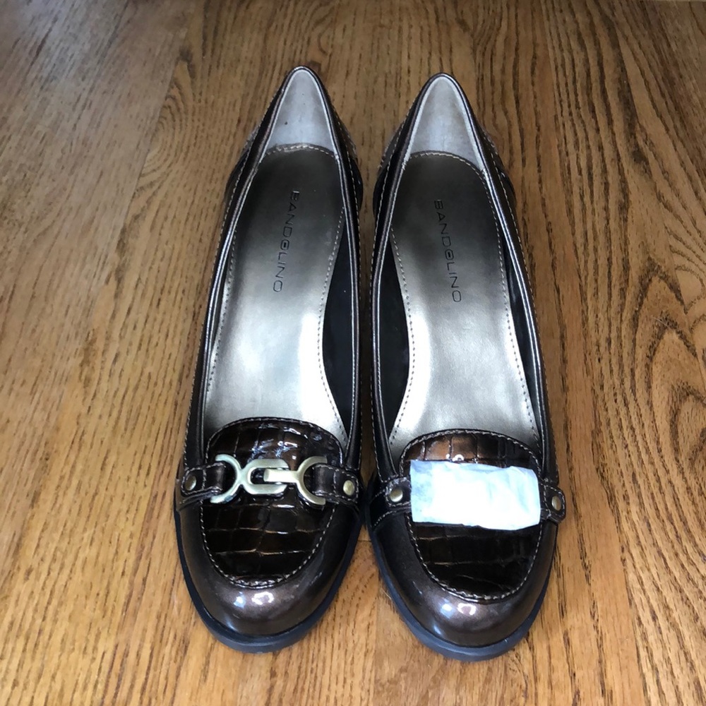 Bandolino BDADA Shimmery Brown Block Heel Pump